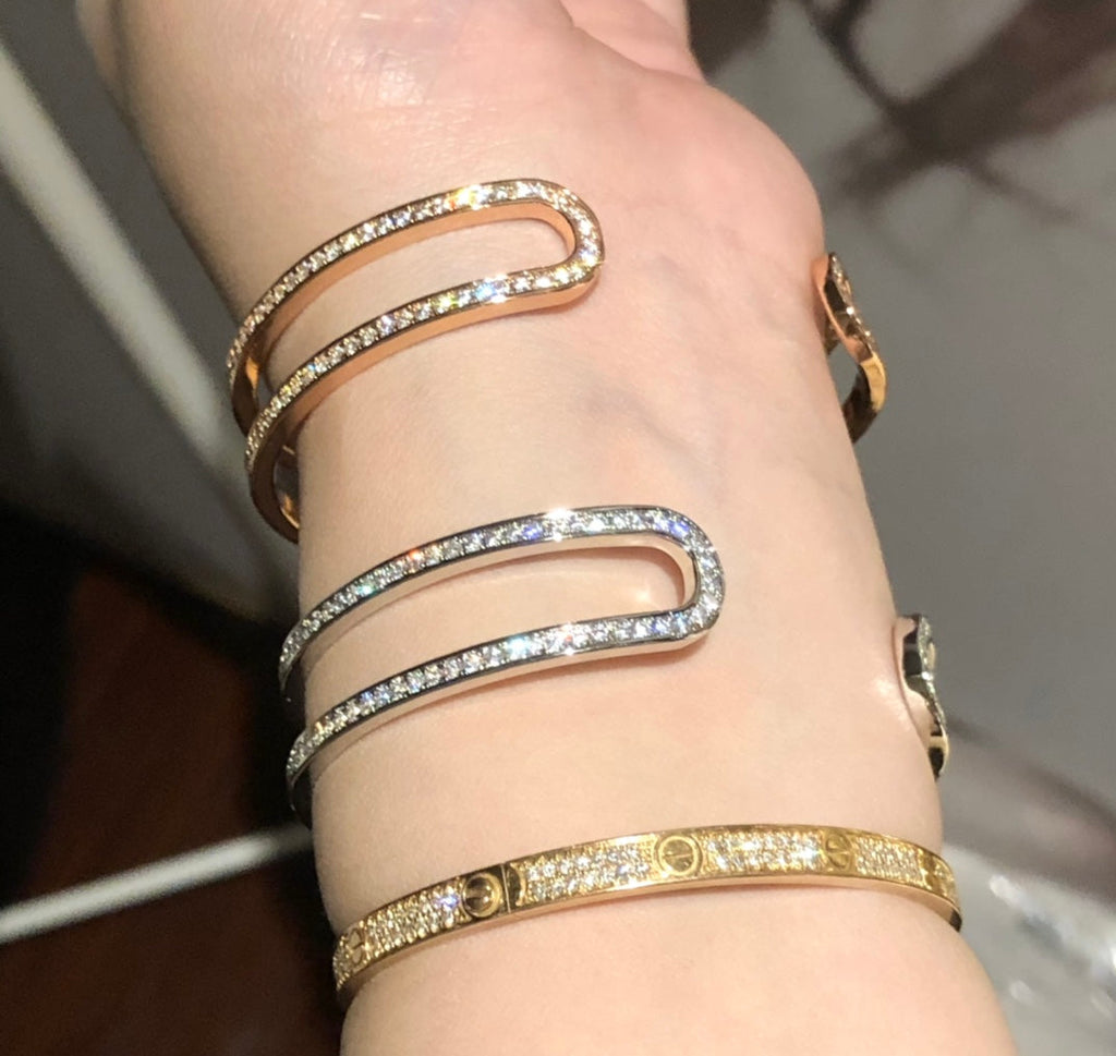 18K Ever Chain D?¡¥ancre Cuff Diamond Hermes Bracelet