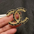 18K Chanel Leather Gold Brooch Yellow Gold-Colour Hardware