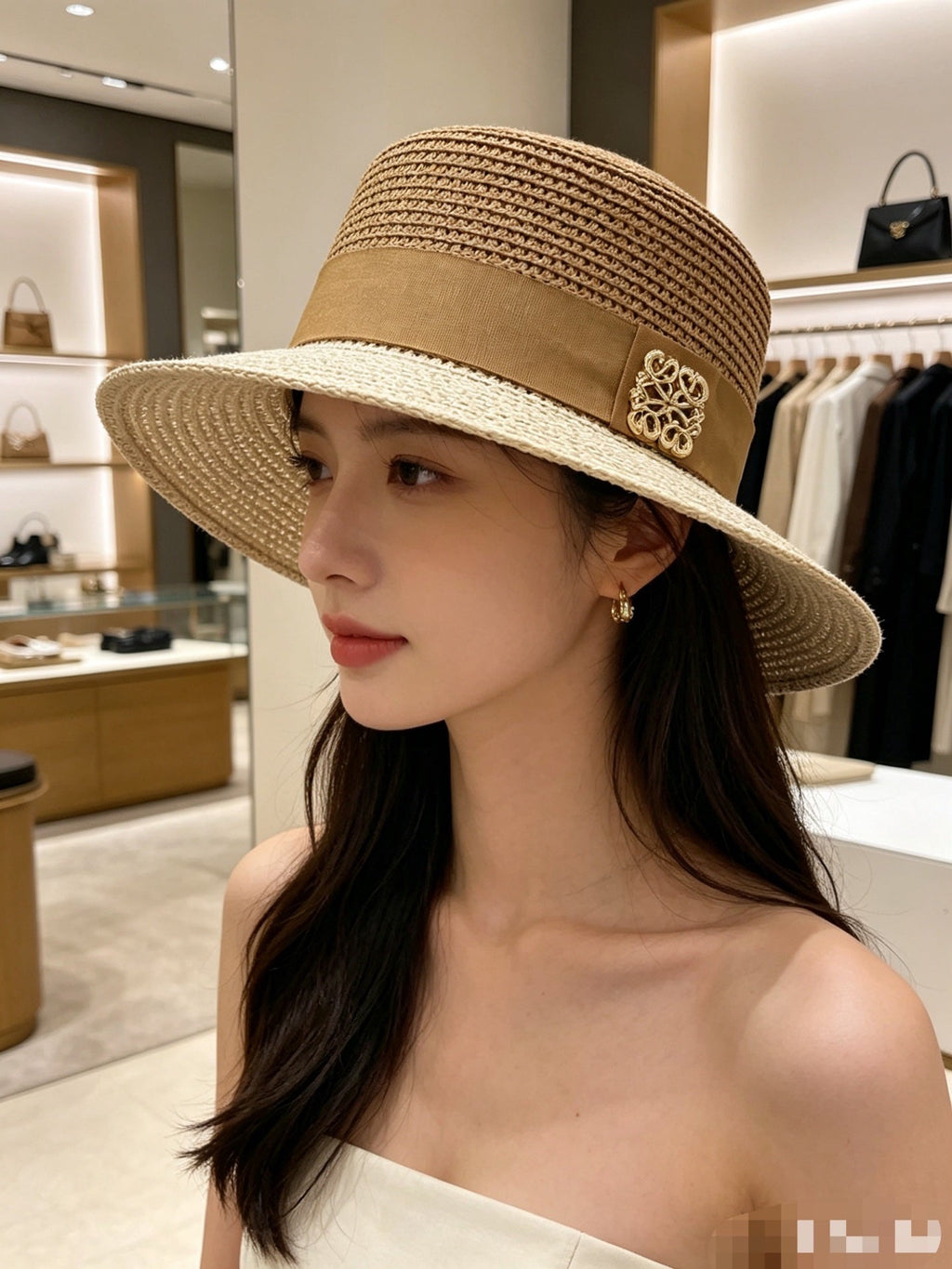 LOEWE Color-Block Flat-Top Hat