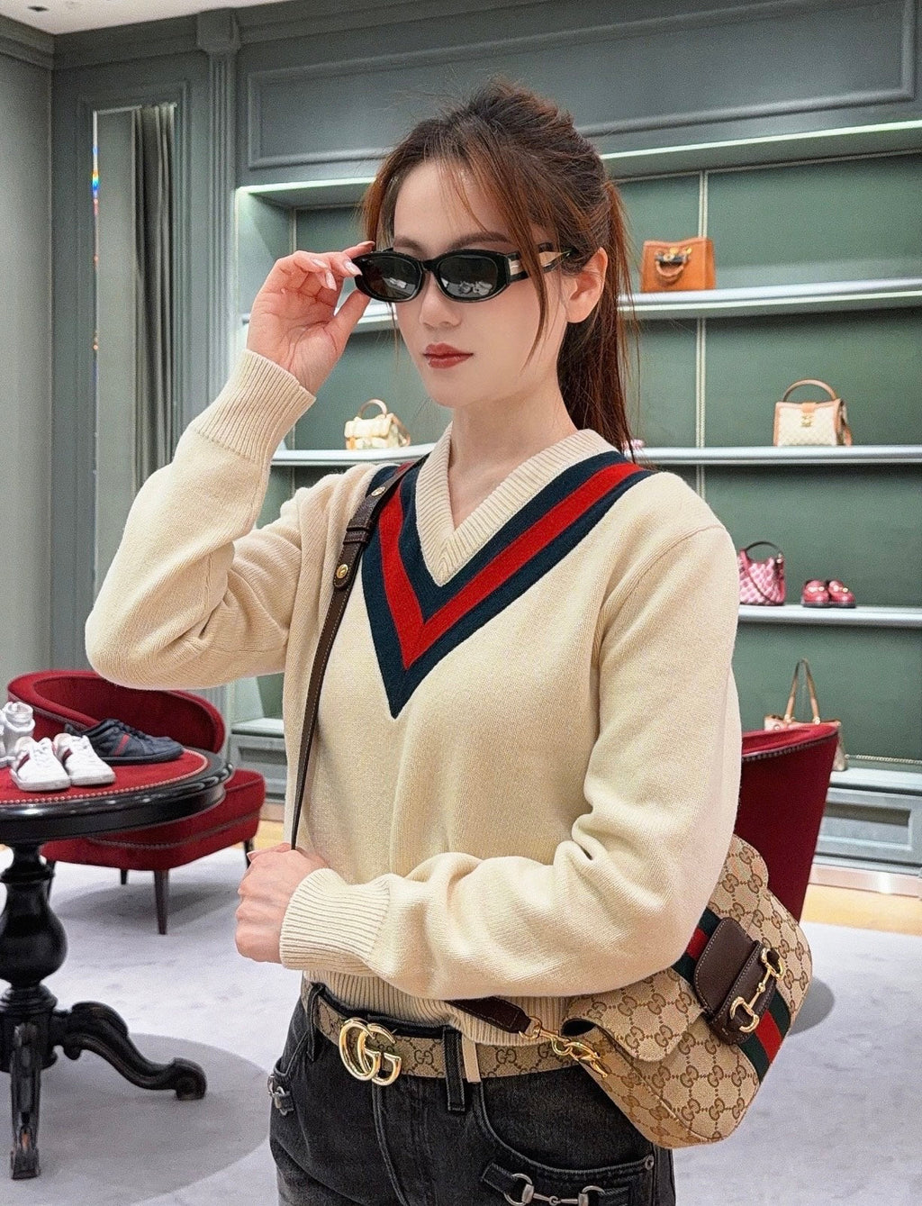 Gucci Horsebit 1955 Canvas Shoulder Bag ¨C 866762