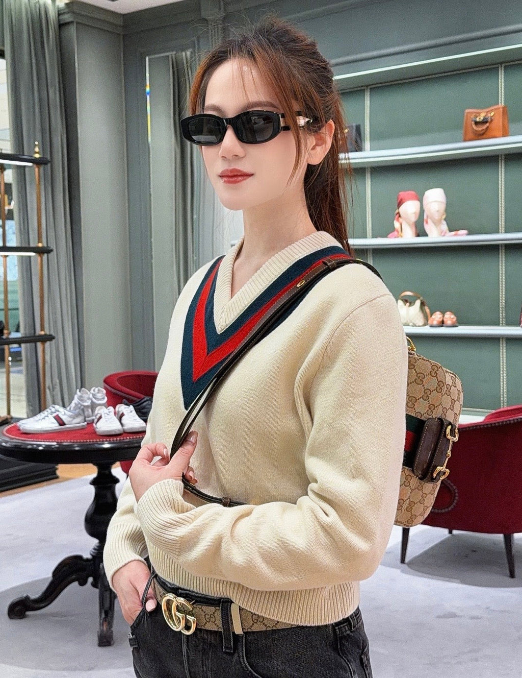 Gucci Horsebit 1955 Canvas Shoulder Bag ¨C 866762