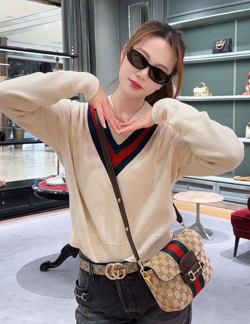 Gucci Horsebit 1955 Canvas Shoulder Bag ¨C 866762