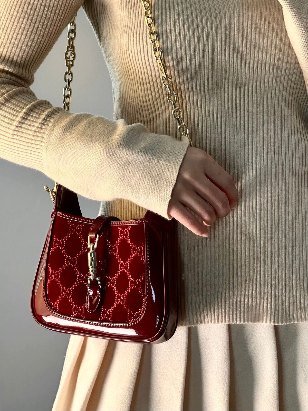 Gucci Jackie 1961 Velvet Shoulder Bag ¨C 836684
