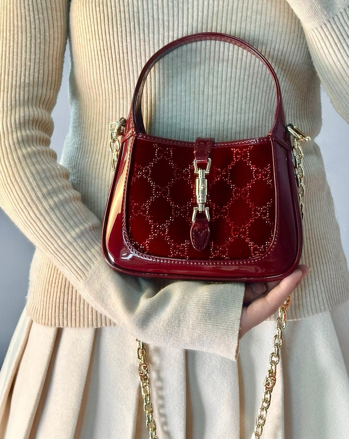 Gucci Jackie 1961 Velvet Shoulder Bag ¨C 836684
