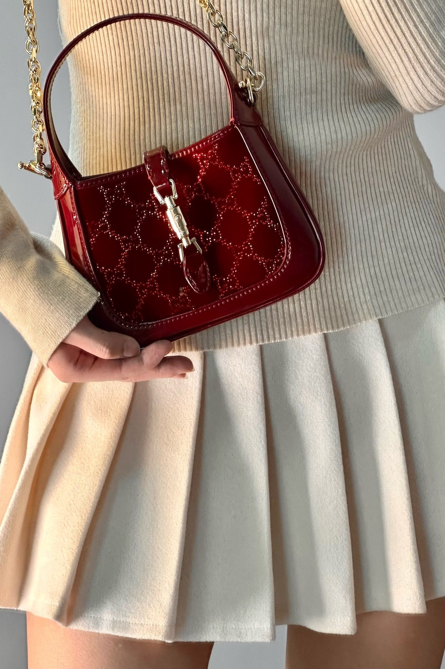 Gucci Jackie 1961 Velvet Shoulder Bag ¨C 836684