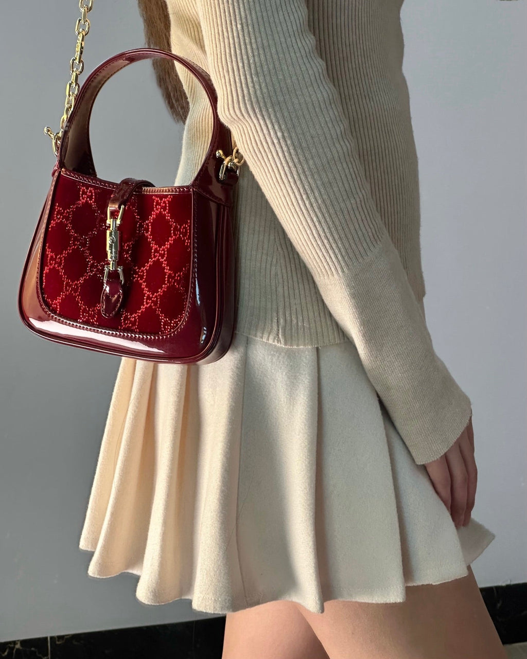 Gucci Jackie 1961 Velvet Shoulder Bag ¨C 836684